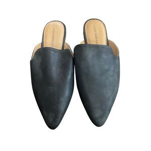 NWOT Lucky Brand Black Leather mules LP Brynnuh flats size 11